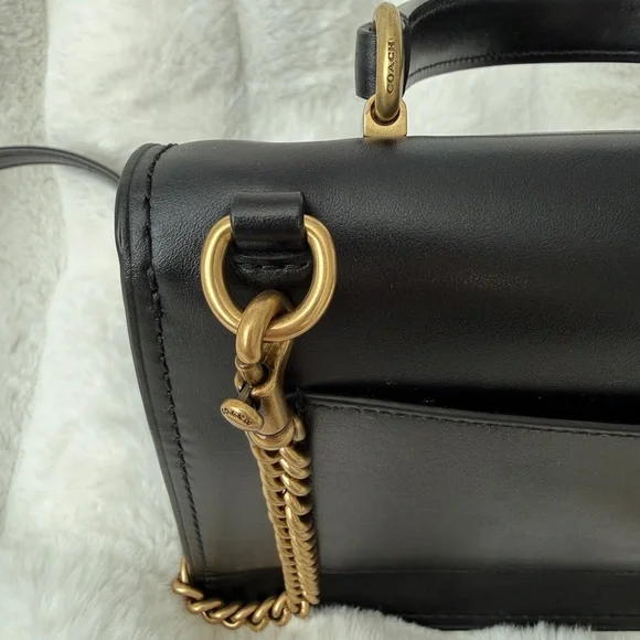 Coach Parker Top Handle Bag, Black Leather, Crossbody bag, Satchel - Picture 11 of 12